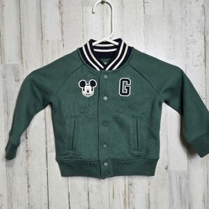 Gap × Disney Boys Organic Cotton Varsity Jacket 18 - 24 months Mickey Mouse